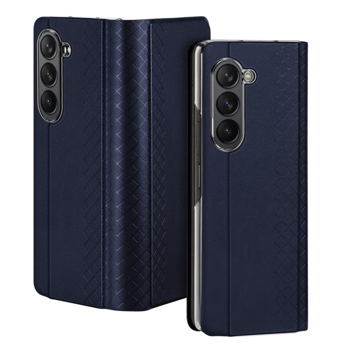 Dux Ducis - Dux Ducis Galaxy Z Fold 5 Plånboksfodral Bril Läder Flip - Blå