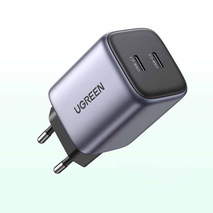 UTGATT1 - Ugreen Väggladdare Adaptrar GaN 2x USB-C - Grå