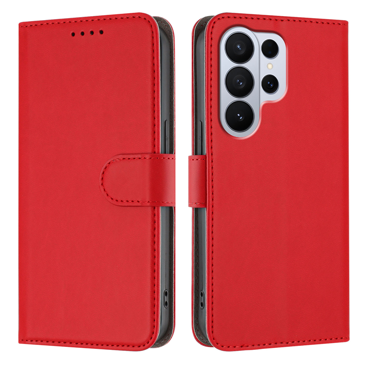 Galaxy S26 Ultra Plånboksfodral Solid Color Läder - Röd | 2353 | AlltMobil