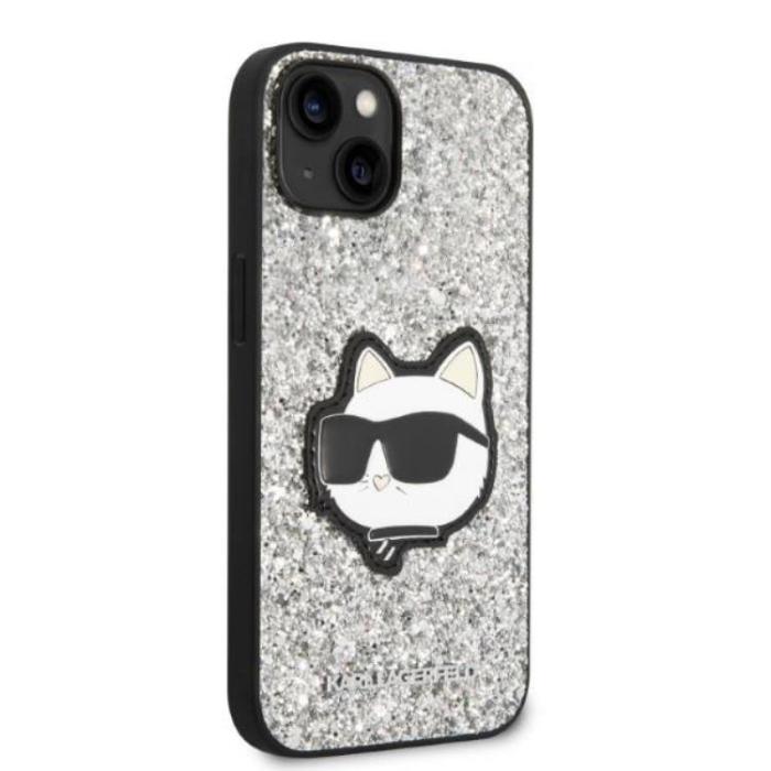 KARL LAGERFELD - Karl Lagerfeld iPhone 14 Skal Glitter Choupette Patch - Silver
