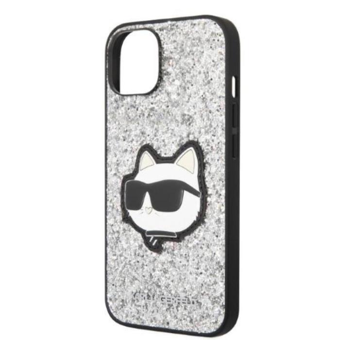KARL LAGERFELD - Karl Lagerfeld iPhone 14 Skal Glitter Choupette Patch - Silver