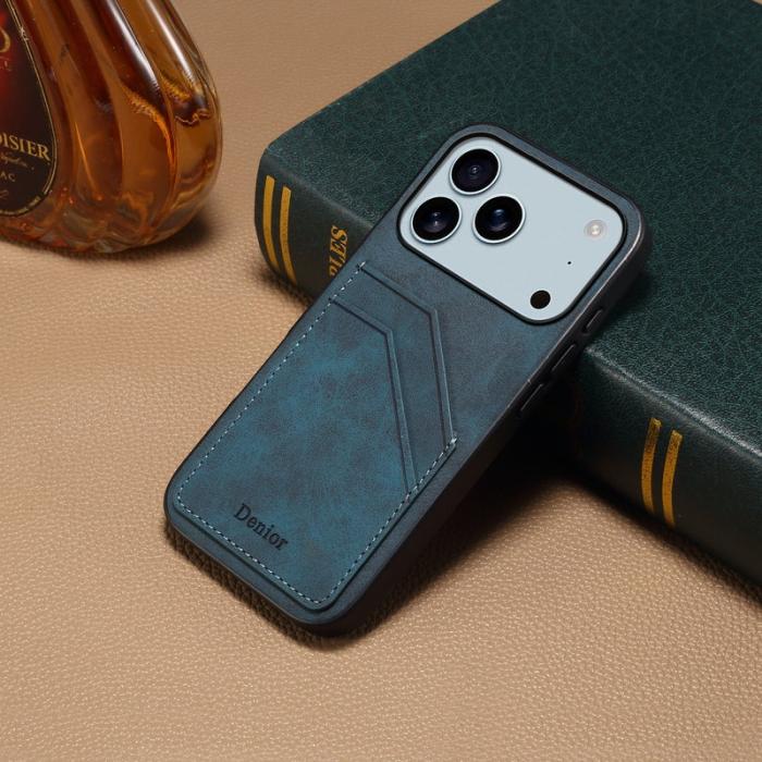 DENIOR - DENIOR Mobilskal till iPhone 17 Pro PU-läder + TPU + PC - Blå