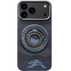 A-One Brand - iPhone 17 Mobilskal MagSafe Kevlar Metal Ring - Moon Blå