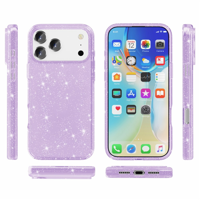 AMORUS - AMORUS iPhone 17 Pro Mobilskal Shockproof - GlitterLila