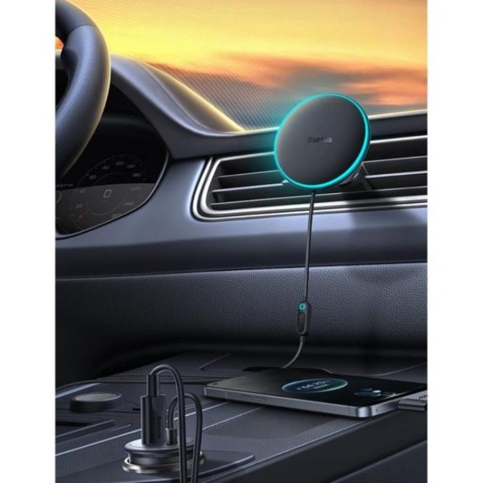 BASEUS - BASEUS MagSafe Billaddare USB 25W - Svart