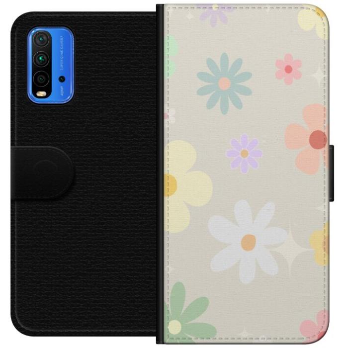 iSecrets - Plånboksfodral till Xiaomi Redmi Note 9 4G med fejdande blommor