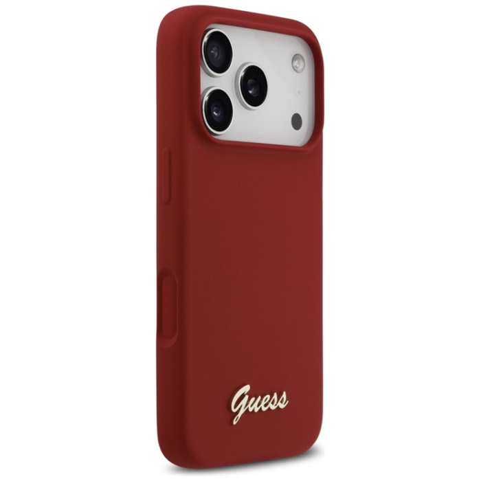 Guess - Guess iPhone 17 Pro Mobilskal Magsafe Script Metal Logo - Magenta
