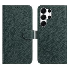 OEM - LITCHI Samsung Galaxy S26 Ultra Pl&aring;nboksfodral &Auml;kta L&auml;der Flip - Gr&ouml;n