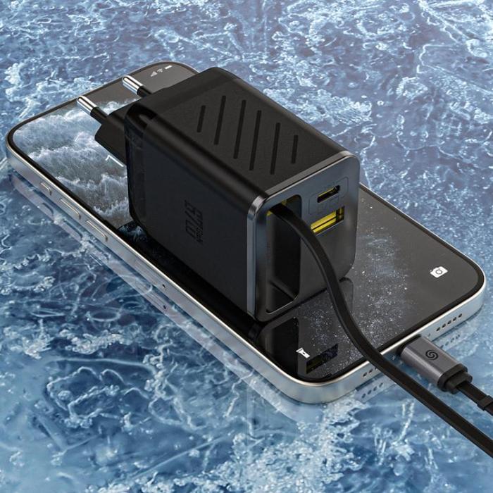 Dudao - Dudao Snabbladdare 67W USB-C GaN med Inbyggd Utdragbar A67EU - Svart