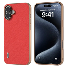 ABEEL - ABEEL iPhone 16 Mobilskal Äkta Läder Electroplating - Röd