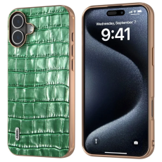 ABEEL - ABEEL iPhone 16 Plus Mobilskal Äkta läder Crocodile - Grön