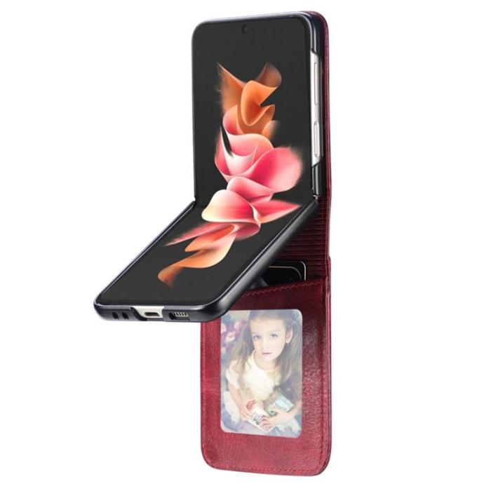 A-One Brand - Galaxy Z Flip 4 Plånboksfodral Portable Folding - Röd