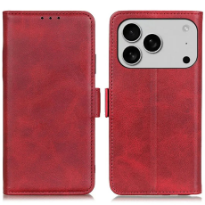 A-One Brand - iPhone 17 Pro Max Plånboksfodral Cowhide Texture - Röd