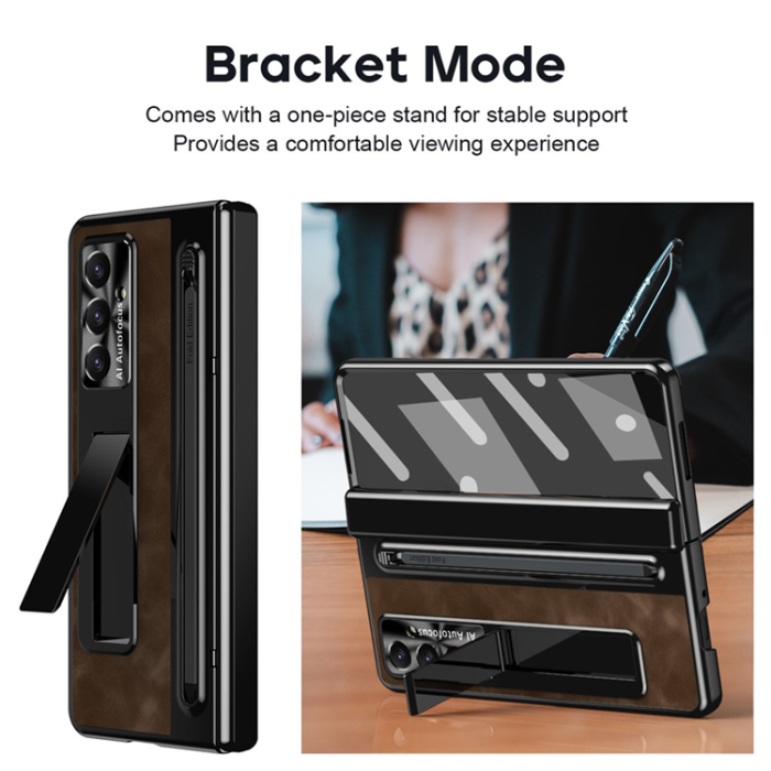 A-One Brand - Galaxy Z Fold 7 Mobilskal Kickstand med Stylus - Coffee