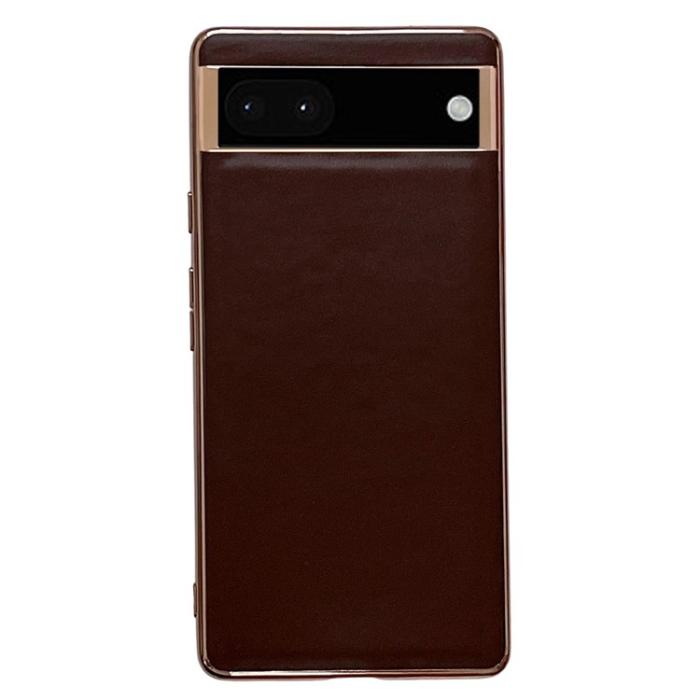 A-One Brand - Google Pixel 6a Skal Äkta Läder Electroplating - Brun