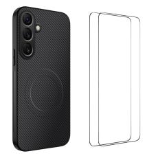 WANLONFENG - WANLONFENG Samsung Galaxy A35 5G Skal Kolfiber Textur Plast - Svart