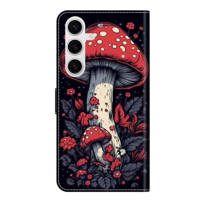 OEM - Plånboksfodral för Samsung Galaxy S26 Konstläder Mönster - Röd svamp