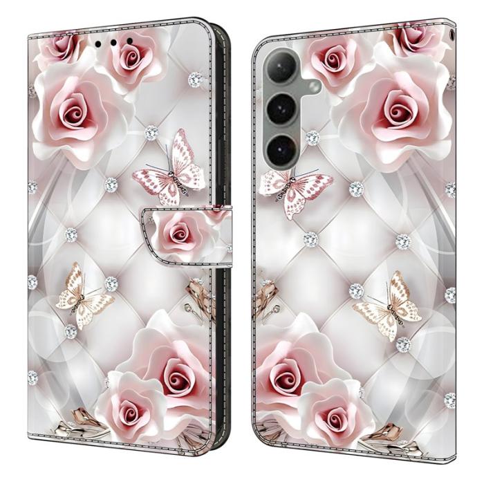 OEM - Plånboksfodral för Samsung Galaxy S26 Konstläder Mönster - Rosa Fjäril