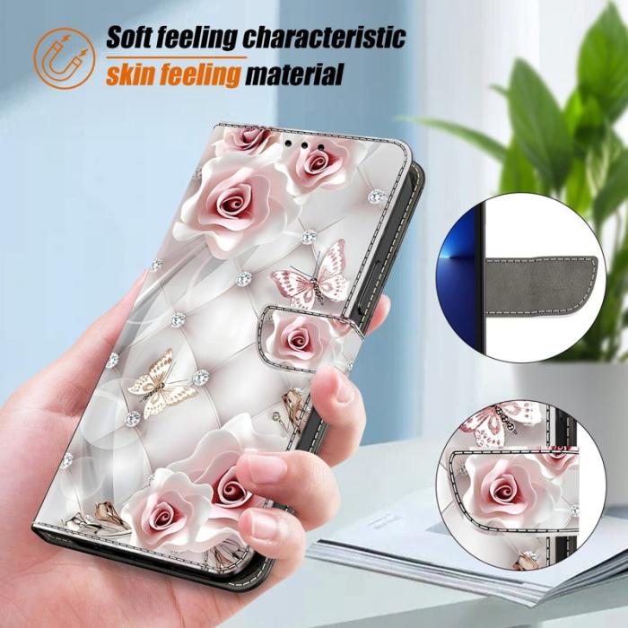 OEM - Plånboksfodral för Samsung Galaxy S26 Konstläder Mönster - Rosa Fjäril