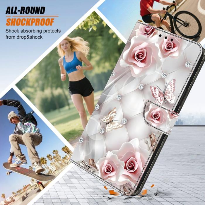 OEM - Plånboksfodral för Samsung Galaxy S26 Konstläder Mönster - Rosa Fjäril