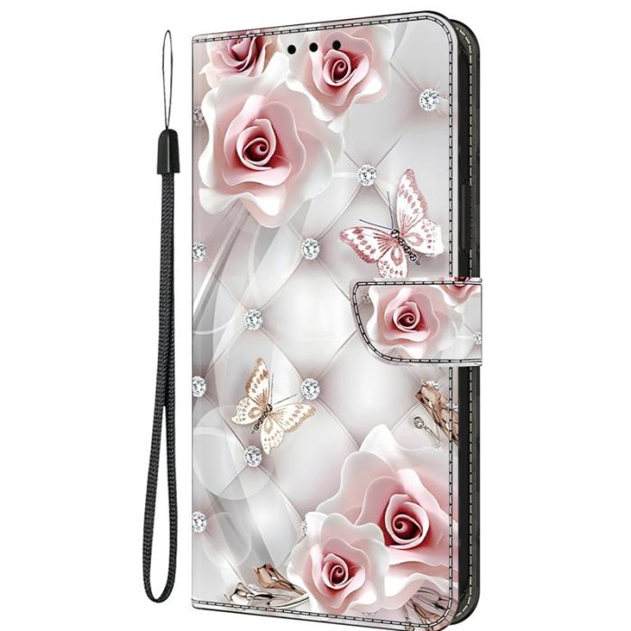 OEM - Plånboksfodral för Samsung Galaxy S26 Konstläder Mönster - Rosa Fjäril