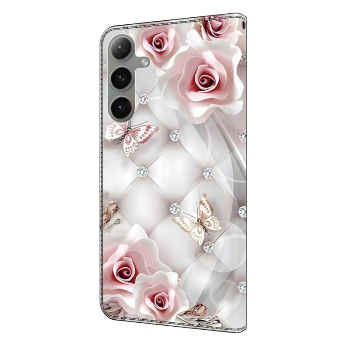 OEM - Plånboksfodral för Samsung Galaxy S26 Konstläder Mönster - Rosa Fjäril