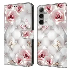 OEM - Pl&aring;nboksfodral f&ouml;r Samsung Galaxy S26 Konstl&auml;der M&ouml;nster - Rosa Fj&auml;ril