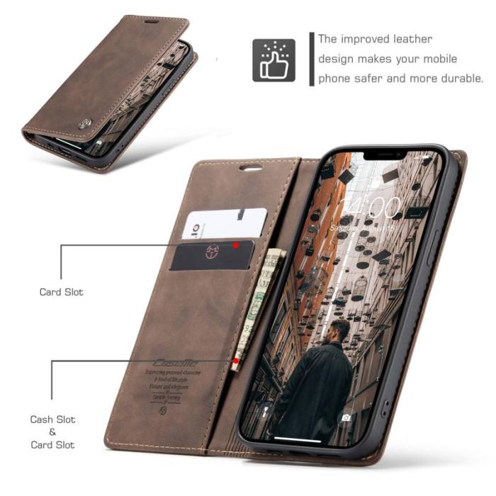 Caseme - CASEME 013 Series Plånboksfodral i Konstläder för iPhone 13 Pro - Brun