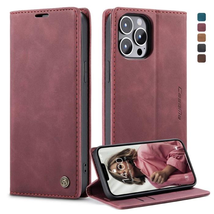 Caseme - CASEME 013 Series Plånboksfodral i Konstläder för iPhone 13 Pro - Röd