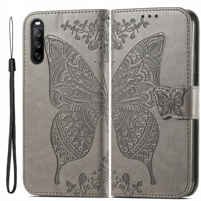 A-One Brand - Butterfly Plånboksfodral till Sony Xperia 10 III - Grå