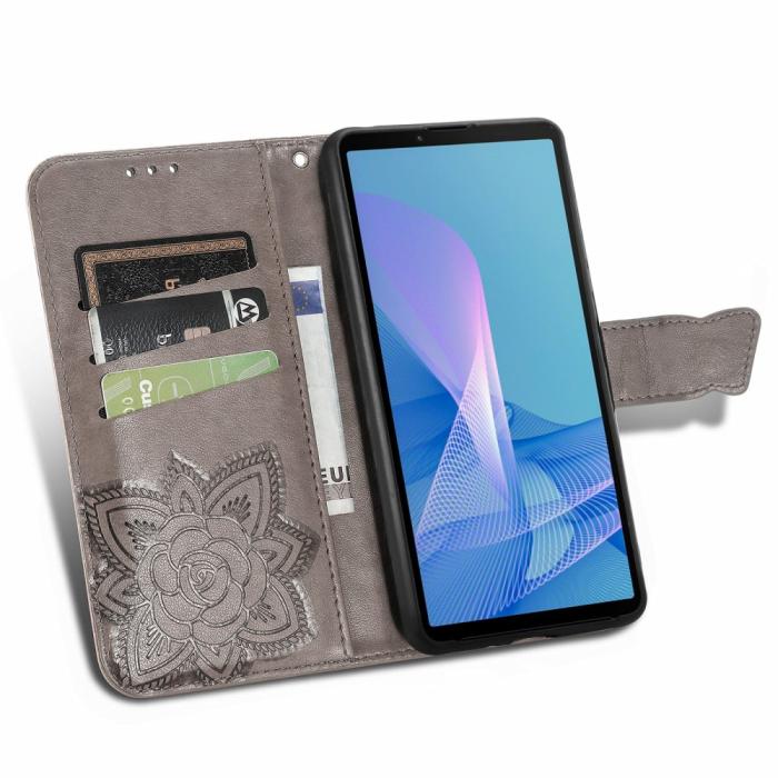 A-One Brand - Butterfly Plånboksfodral till Sony Xperia 10 III - Grå