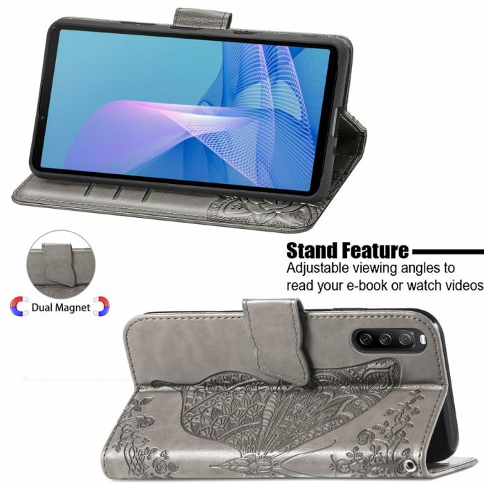 A-One Brand - Butterfly Plånboksfodral till Sony Xperia 10 III - Grå