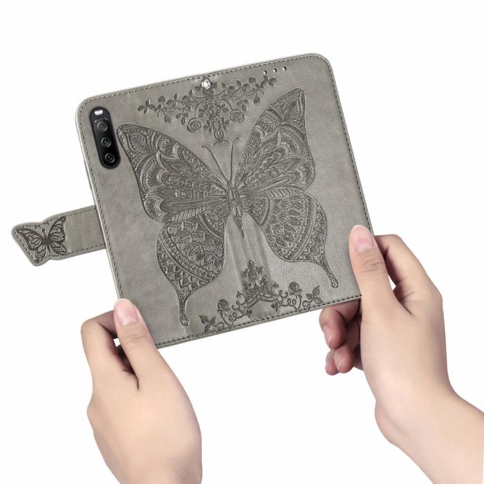 A-One Brand - Butterfly Plånboksfodral till Sony Xperia 10 III - Grå