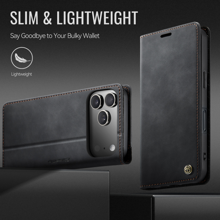 Caseme - Caseme iPhone 17 Pro Plånboksfodral RFID Blocking 033 - Svart