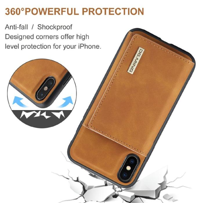 DG.MING - DG.MING M1 Wallet Mobilskal i Konstläder för iPhone X/XS - Brun