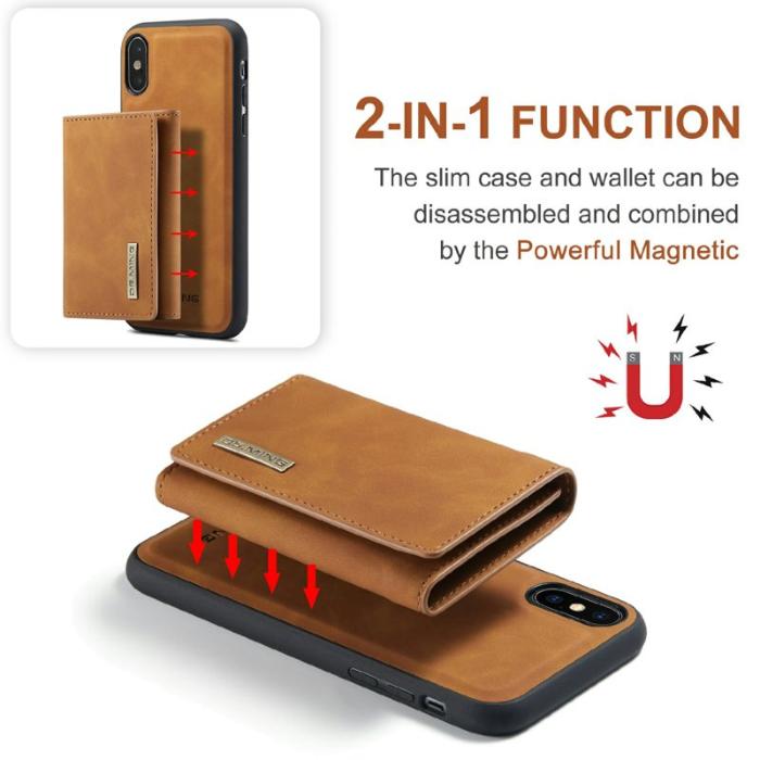 DG.MING - DG.MING M1 Wallet Mobilskal i Konstläder för iPhone X/XS - Brun