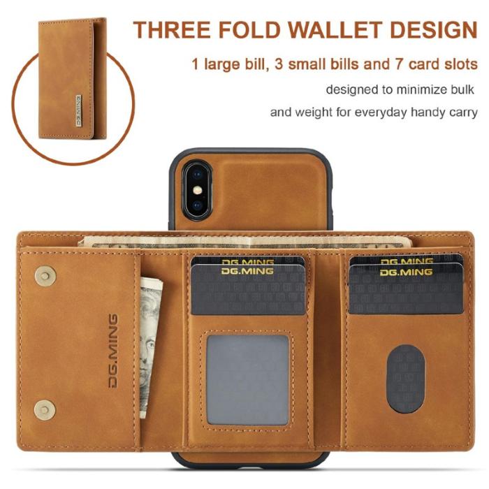 DG.MING - DG.MING M1 Wallet Mobilskal i Konstläder för iPhone X/XS - Brun