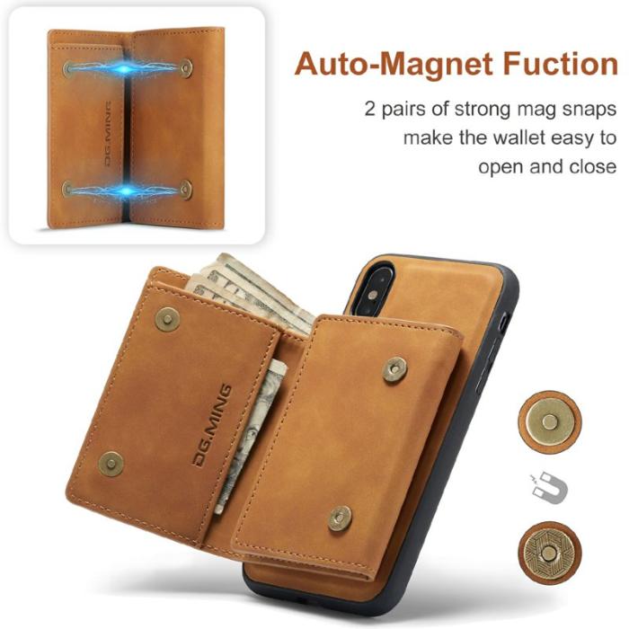 DG.MING - DG.MING M1 Wallet Mobilskal i Konstläder för iPhone X/XS - Brun