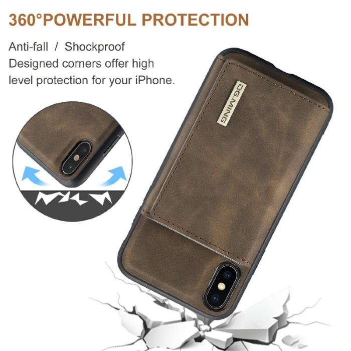 DG.MING - DG.MING M1 Wallet Mobilskal i Konstläder för iPhone X/XS - Brun