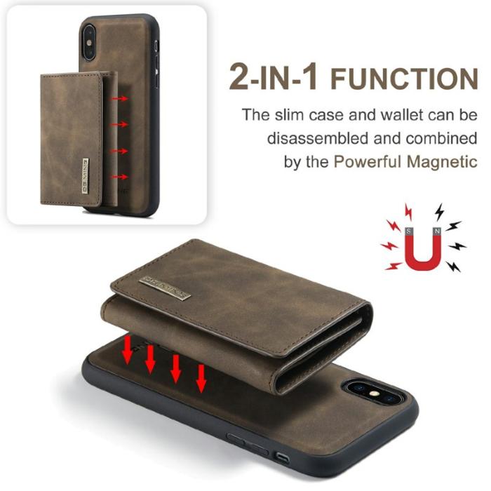 DG.MING - DG.MING M1 Wallet Mobilskal i Konstläder för iPhone X/XS - Brun