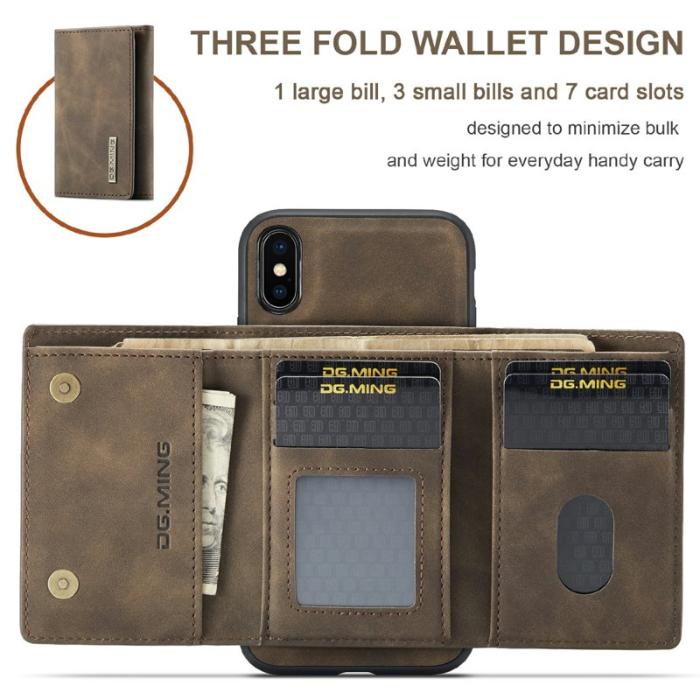 DG.MING - DG.MING M1 Wallet Mobilskal i Konstläder för iPhone X/XS - Brun
