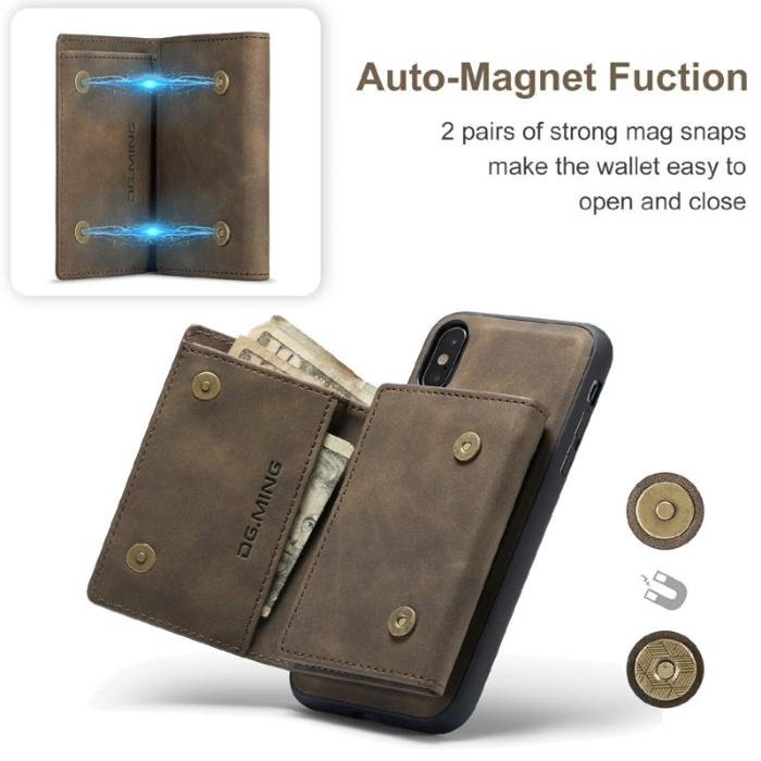 DG.MING - DG.MING M1 Wallet Mobilskal i Konstläder för iPhone X/XS - Brun