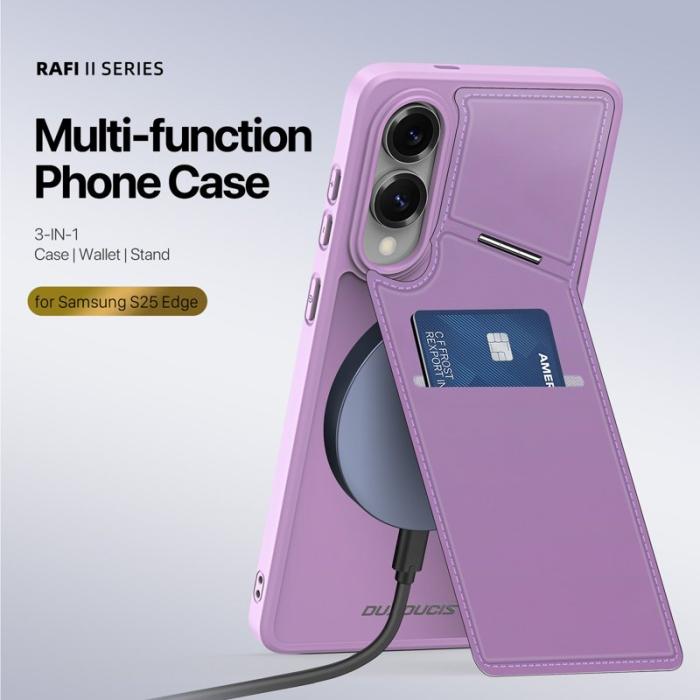 Dux Ducis - DUX DUCIS Rafi II Mobilskal till Samsung Galaxy S25 Edge med kortplats Lila Rosa