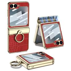 GKK - GKK Samsung Galaxy Z Flip7 FE Fodral PU+PC - Krokodil R&ouml;d