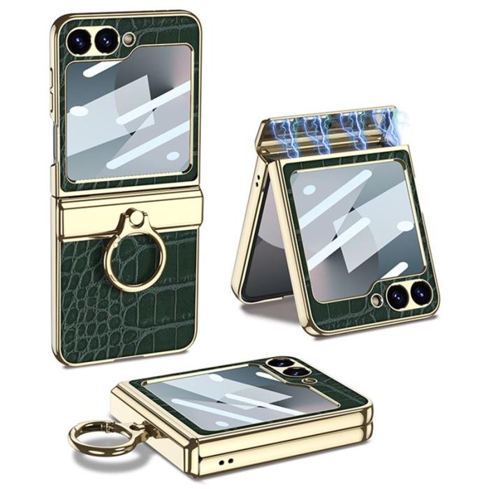 GKK - GKK Samsung Galaxy Z Flip7 FE Fodral PU+PC - Krokodilgrön