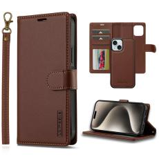 LC.imeeke - LC.IMEEKE L2 Series iPhone 15 Plus Pl&aring;nboksfodral Konstl&auml;der - Brun