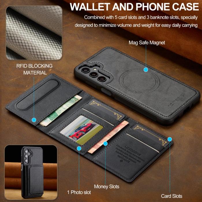 LC.imeeke - LC.IMEEKE L5 Samsung Galaxy S24 FE Fodral KonstLäder - Svart