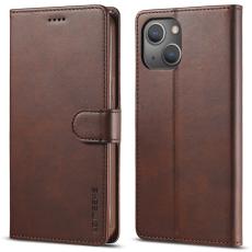 LC.imeeke - LC.IMEEKE Pl&aring;nboksfodral f&ouml;r iPhone 15 Plus - Konstl&auml;der - Brun