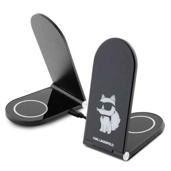 KARL LAGERFELD - Karl Lagefeld 2-in-1 Trådlös Laddare Magsafe Induktionsladdare - Svart
