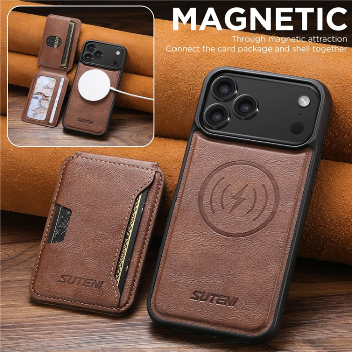 SUTENI - SUTENI iPhone 17 Pro Mobilskal MagSafe Cowhide M3 - Brun